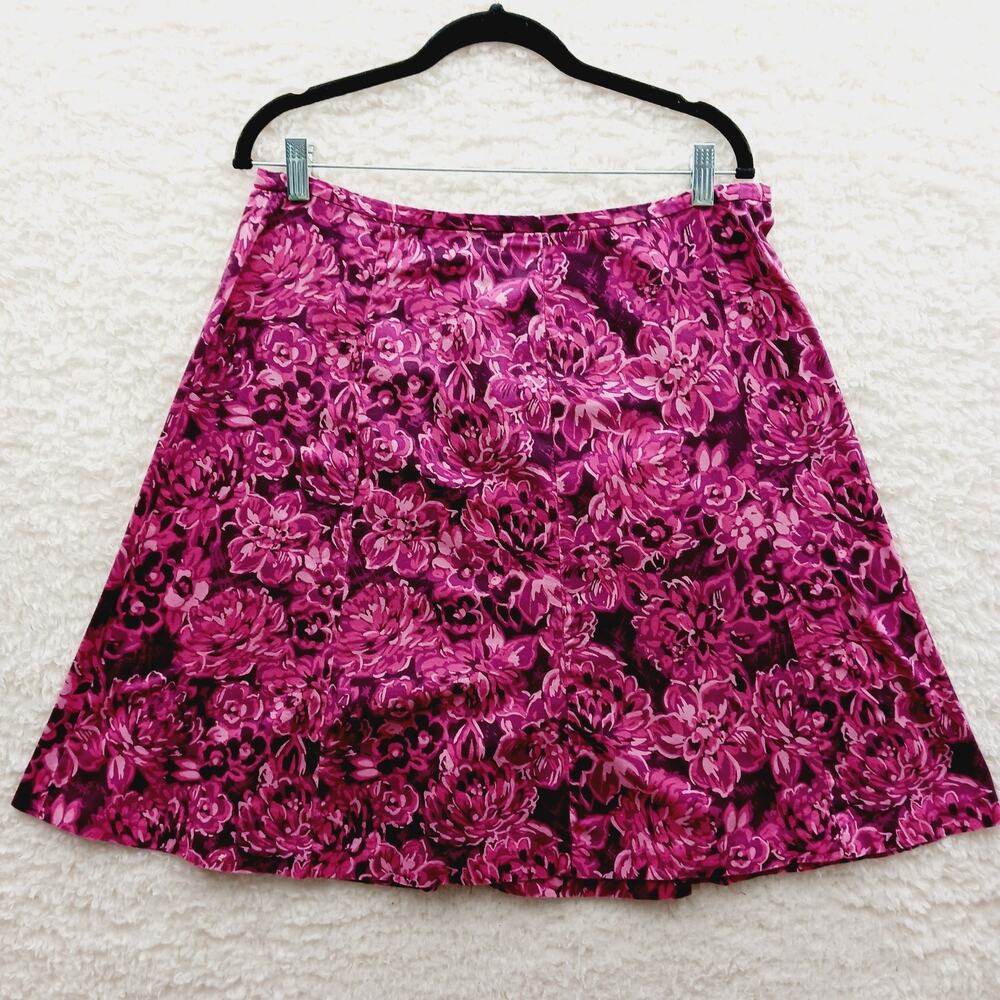 Skirt Flare Feminine Pink Mums Floral Bold Romantic Bloomcore Y2K Chic Size 16